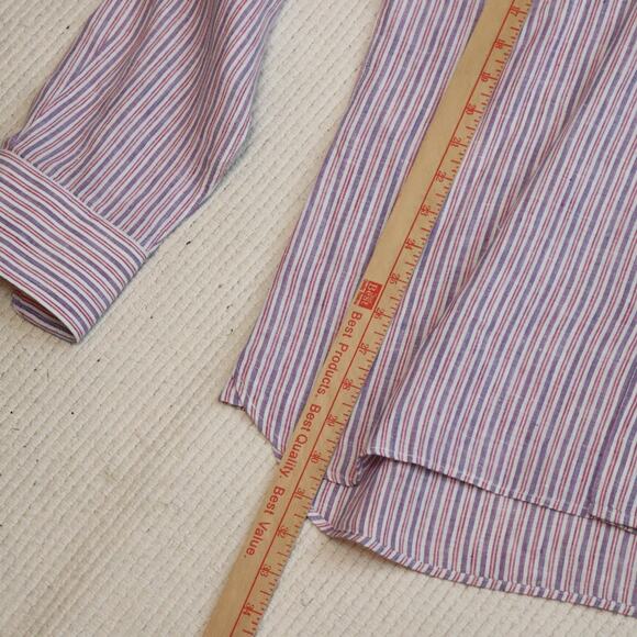 Saks Fifth Avenue Striped Button Down Shirt Long Sleeve Size Medium - Picture 4 of 7